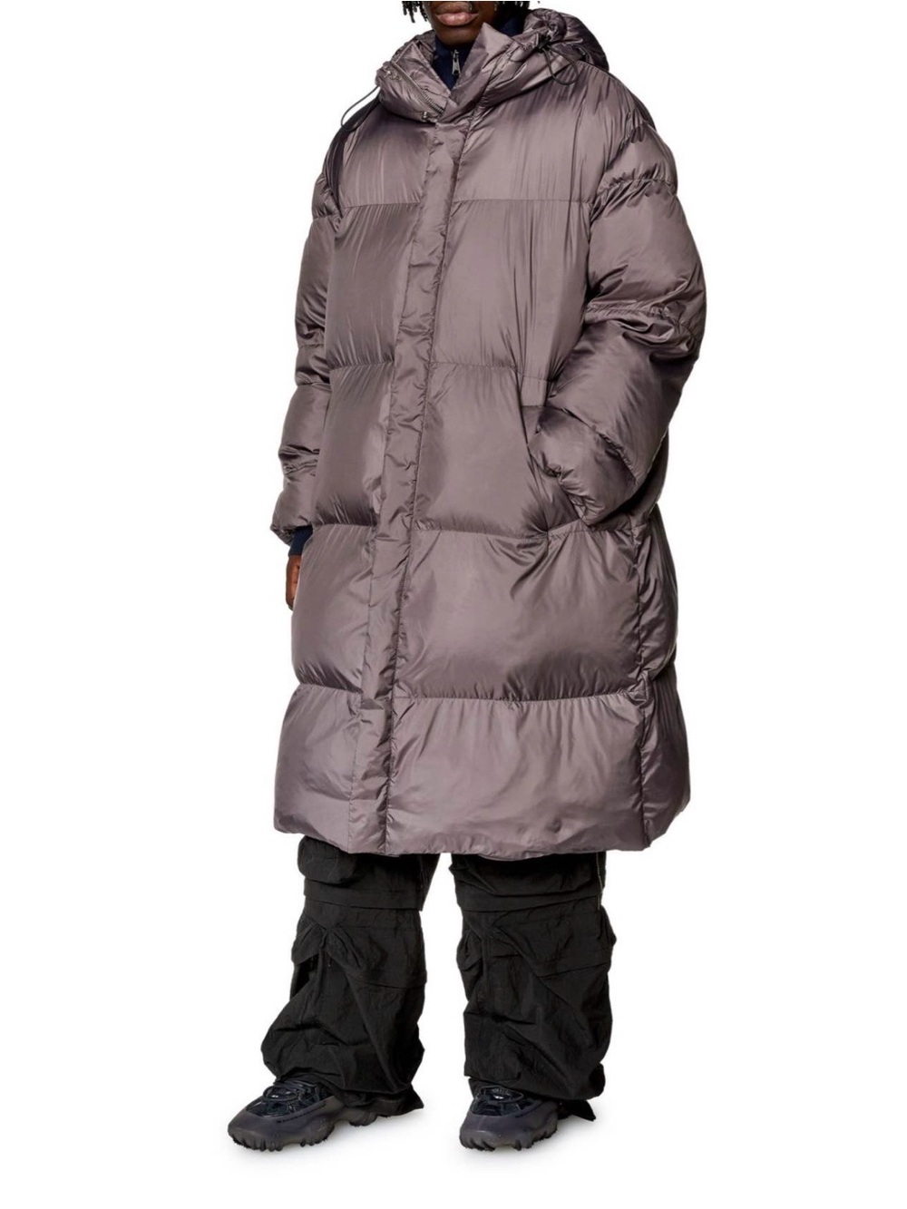 Diesel Oversized Hooded Puffer Coat - Mauve Taupe
